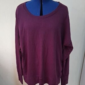 Eggplant Purple Womens Long Sleeve Activewear Sweatshirt